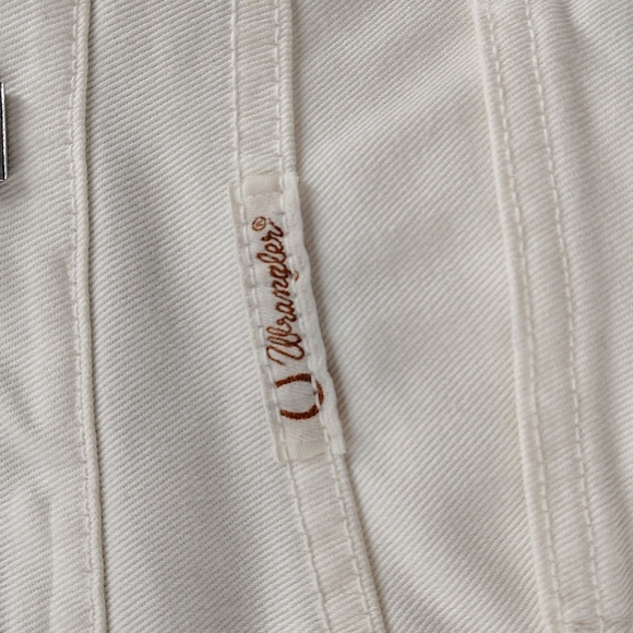 Wrangler Q-baby Altered Crop Denim Jeans Size 7 8 White No Gap Waist - Picture 6 of 10